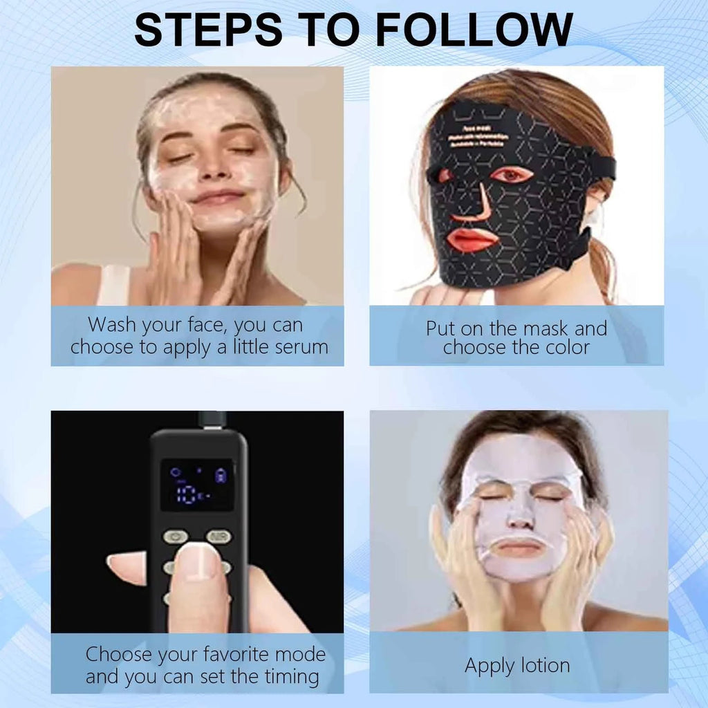 LED Red Light Therapy Mask, Wireless Face Mask with 630nm and 850nm Light